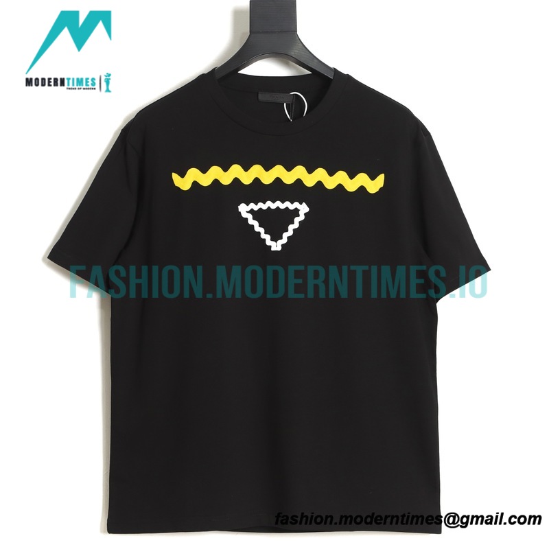 Prada - 23SS Webbed Inverted Triangle Label Short Sleeve T-shirt