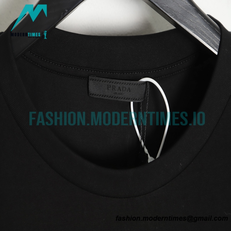 Prada - 23SS Webbed Inverted Triangle Label Short Sleeve T-shirt