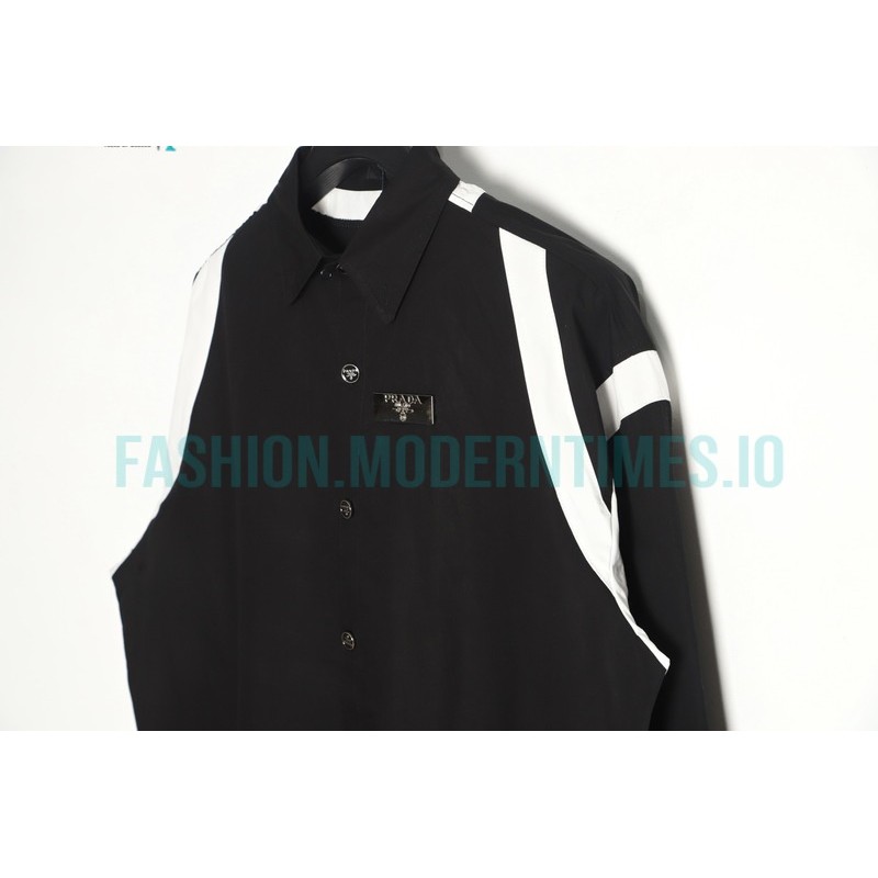 Prada -  Back 1913 Leather Embroidered Letter Long-sleeved Shirt