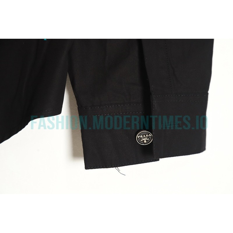 Prada -  Back 1913 Leather Embroidered Letter Long-sleeved Shirt