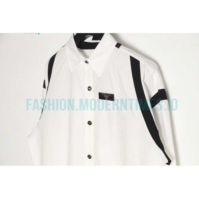 Prada -  Back 1913 Leather Embroidered Letter Long-sleeved Shirt