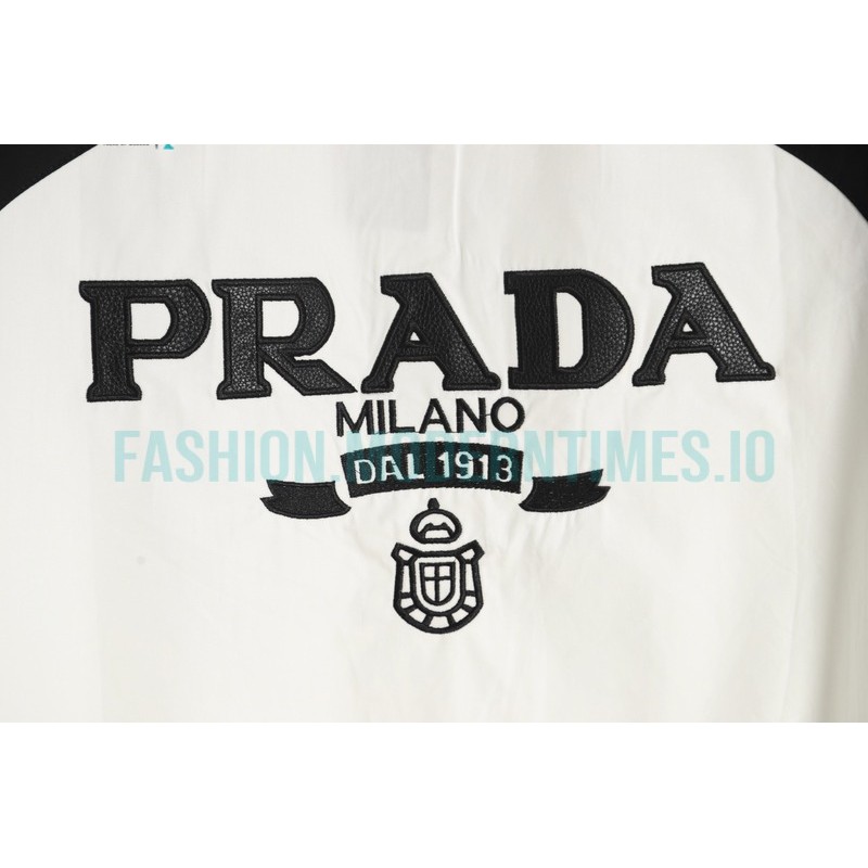 Prada -  Back 1913 Leather Embroidered Letter Long-sleeved Shirt