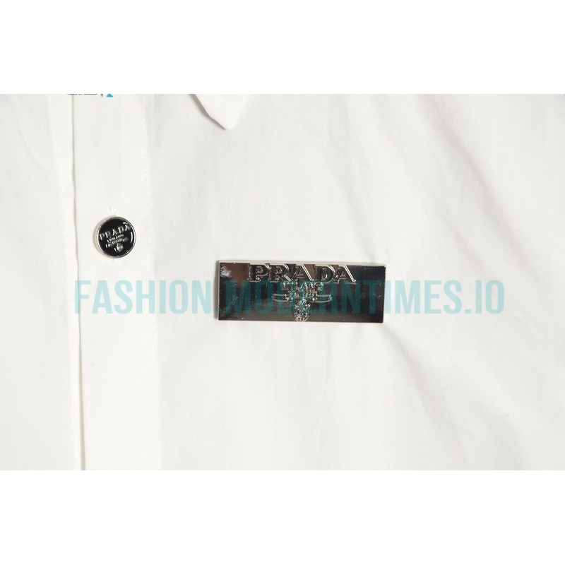 Prada -  Back 1913 Leather Embroidered Letter Long-sleeved Shirt