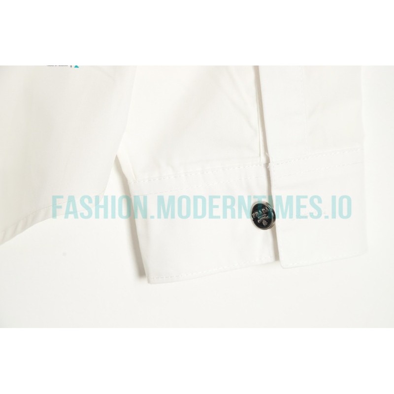 Prada -  Back 1913 Leather Embroidered Letter Long-sleeved Shirt