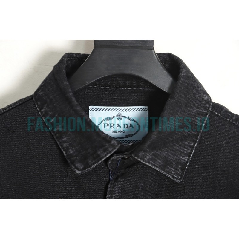 Prada - Washed Triangle Label Denim Shirt