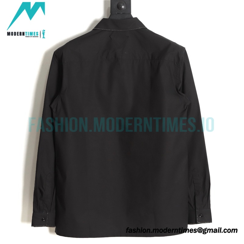 Prada - 23SS Silver Border Beaded Long Seeve Shirt