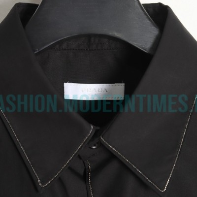Prada - 23SS Silver Border Beaded Long Seeve Shirt