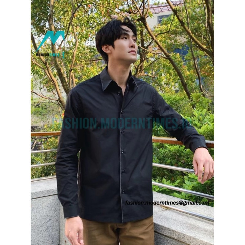 Prada - 23SS Silver Border Beaded Long Seeve Shirt