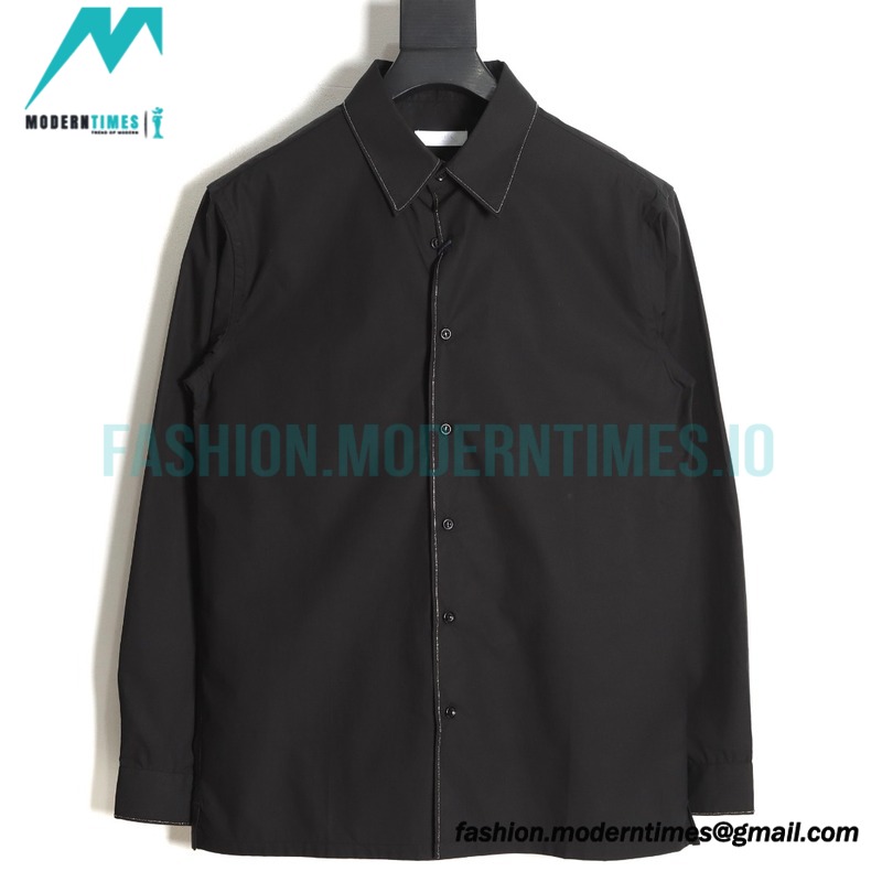 Prada - 23SS Silver Border Beaded Long Seeve Shirt