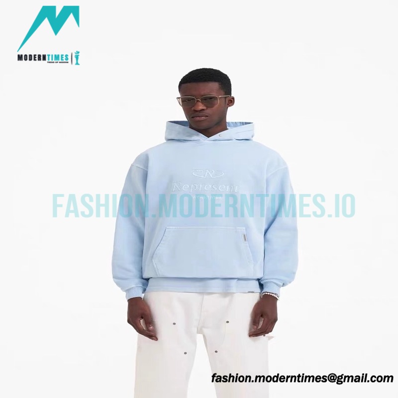 Represent - 23FW Washed Embroidered Tri-color Letter Hoodie