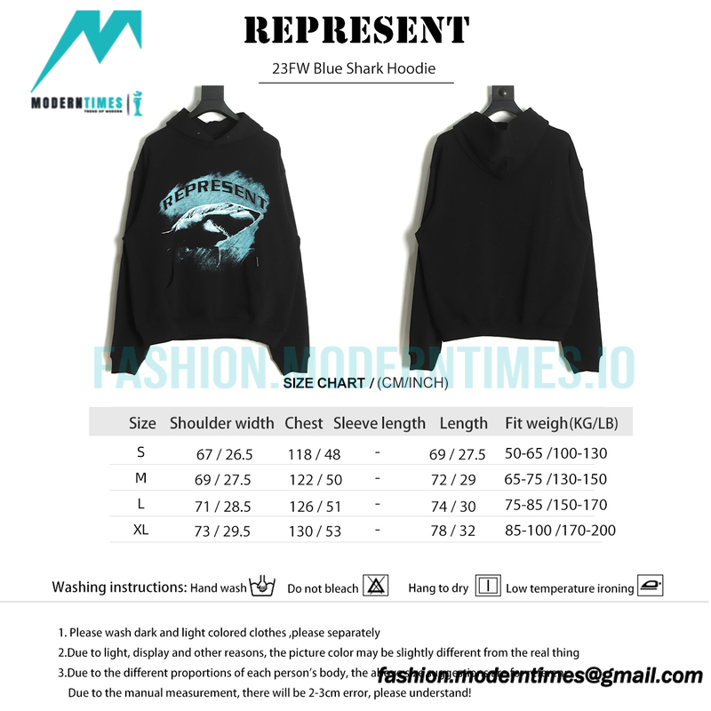  Represent - 23FW Blue Shark Hoodie