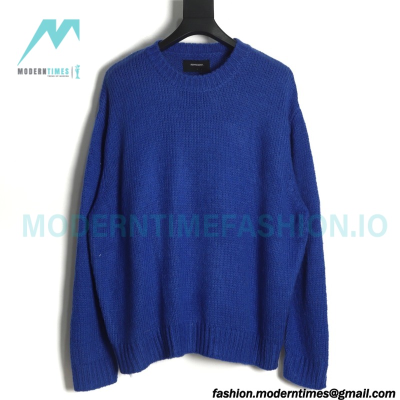 Represent - 22FW Solid Color Mohair Crew Neck Sweater