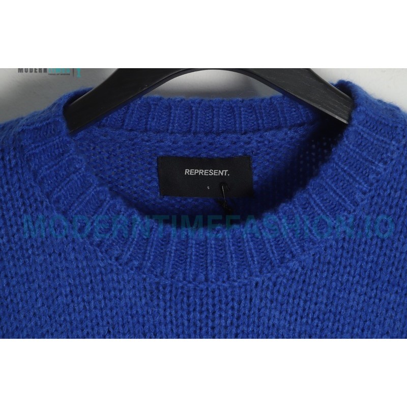 Represent - 22FW Solid Color Mohair Crew Neck Sweater