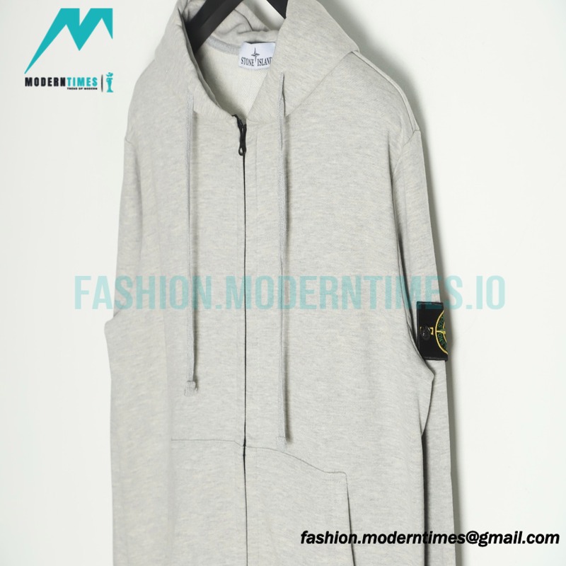 Stone Island - Classic Solid Color Logo Zipper Hoodie