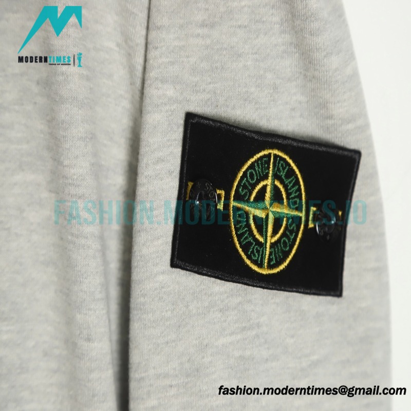 Stone Island - Classic Solid Color Logo Zipper Hoodie