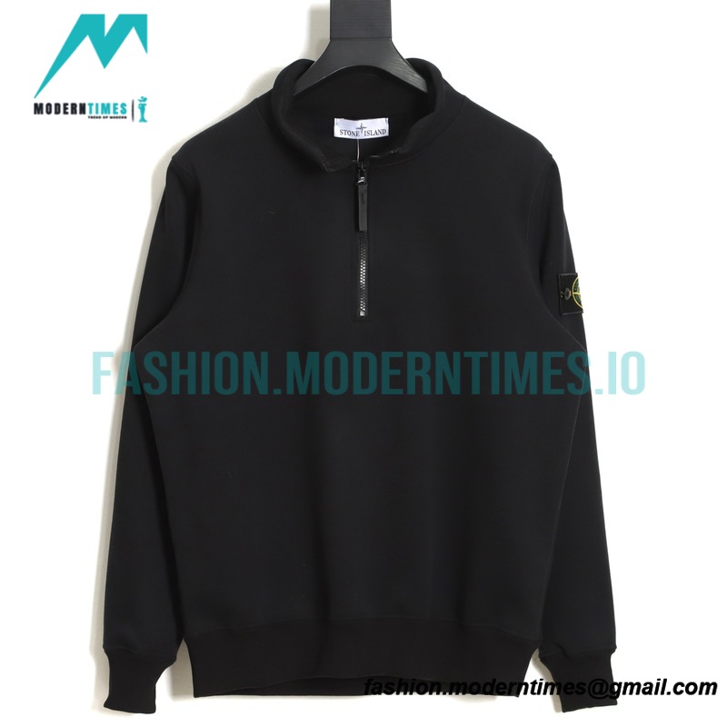 Stone Island - Standing Collar Half Zipper Mink Long-sleeved Hoodie Jacket