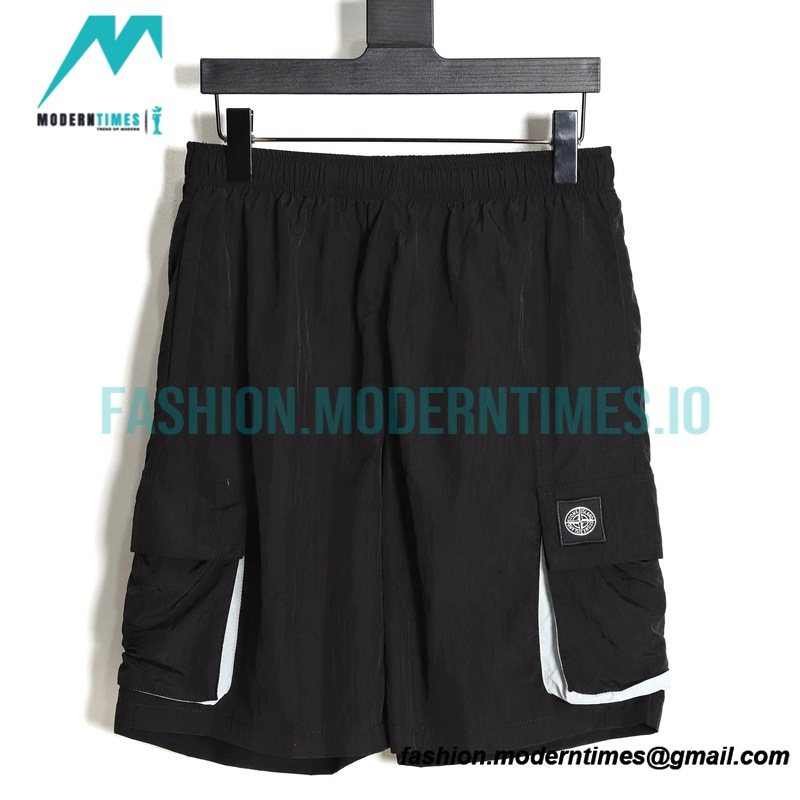Stone Island - Color Contrast Metal Nylon 3D Pocket Drawstring Shorts Pants