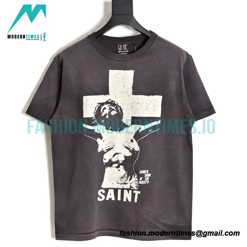 Saint Michael - Big Cross Jesus Print Short-sleeved T-shirt