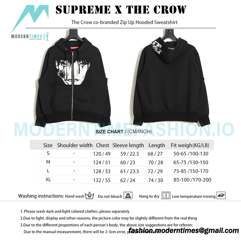 Supreme Week 4 - The Crow co-branded Zip Up Hooded Sweatshirt
