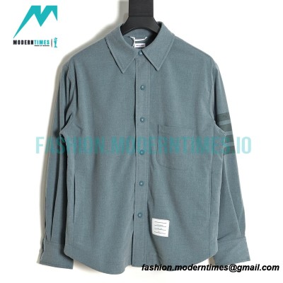 Thom Browne - 23SS 4-Bar Smoke Cyan Flannel Long-sleeved Shirt Jacket