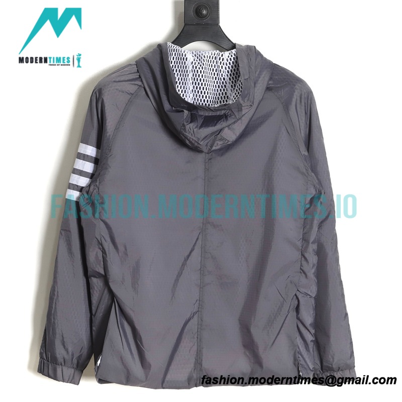 Thom Browne - 4-bar Mesh Hooded Trench Coat Jacket