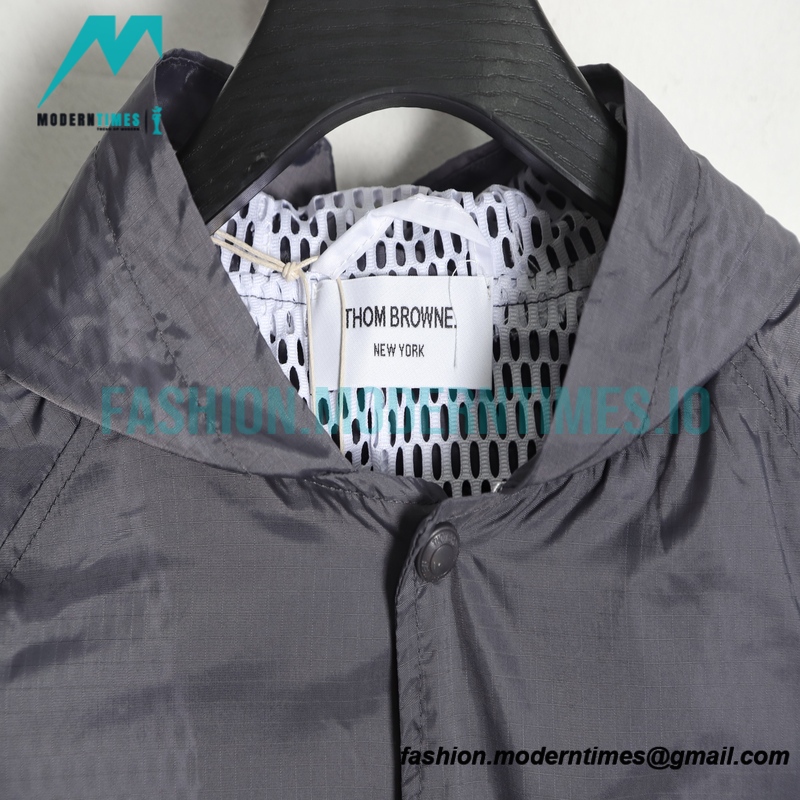 Thom Browne - 4-bar Mesh Hooded Trench Coat Jacket