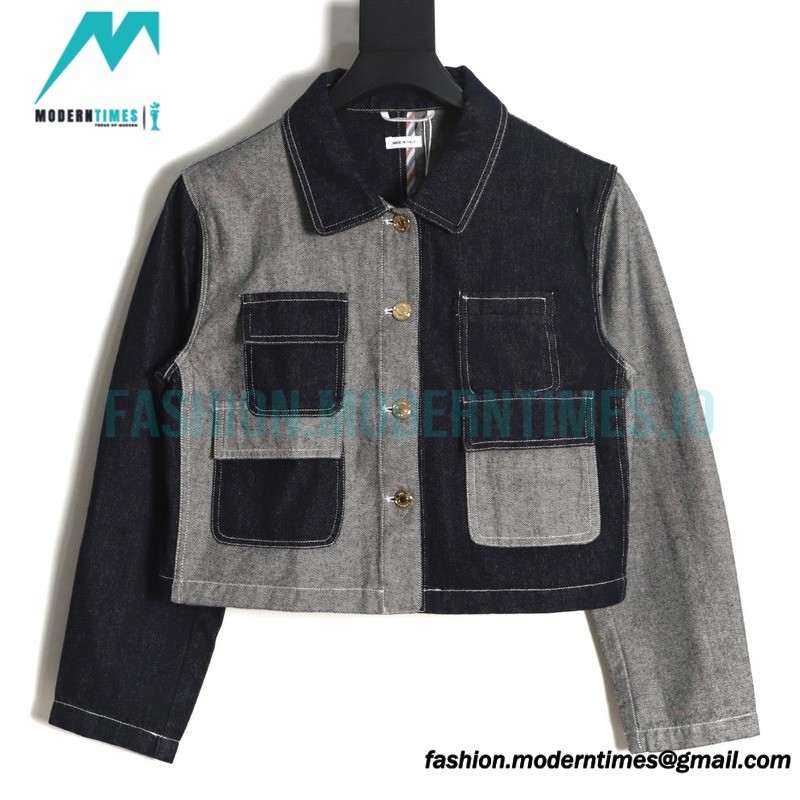 Thom Browne - Multi-patchwork Single-breasted Denim Jacket