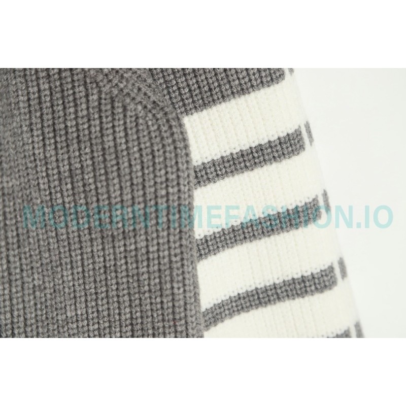  Thom Browne - 23SS Four-stripe Color-matching Pullover Long-sleeved Crewneck Sweater