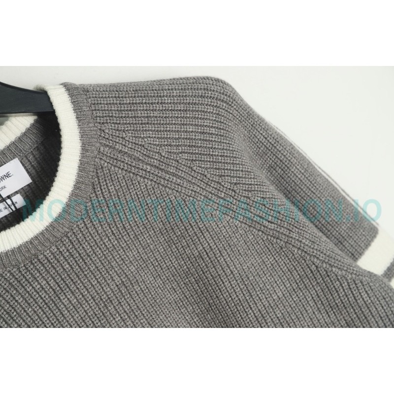  Thom Browne - 23SS Four-stripe Color-matching Pullover Long-sleeved Crewneck Sweater