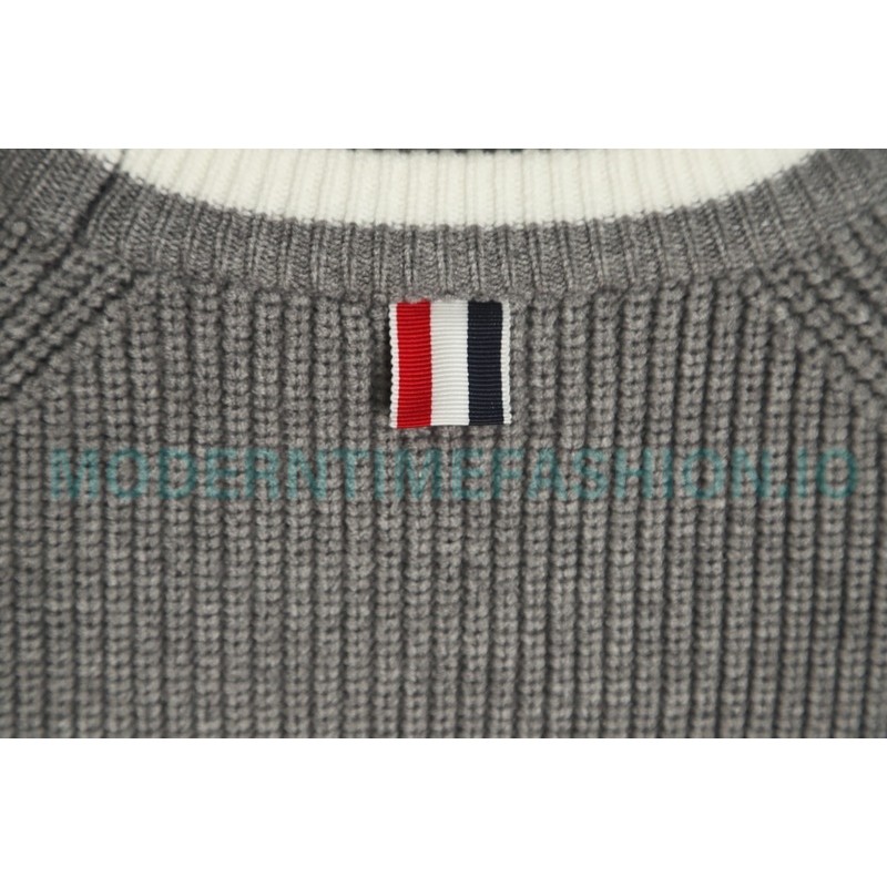  Thom Browne - 23SS Four-stripe Color-matching Pullover Long-sleeved Crewneck Sweater