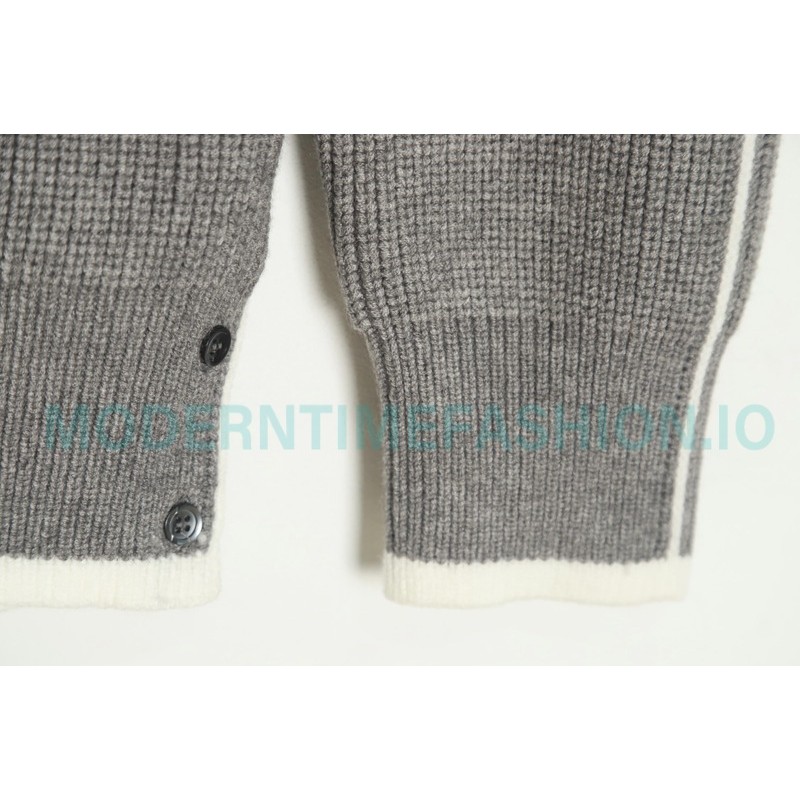  Thom Browne - 23SS Four-stripe Color-matching Pullover Long-sleeved Crewneck Sweater