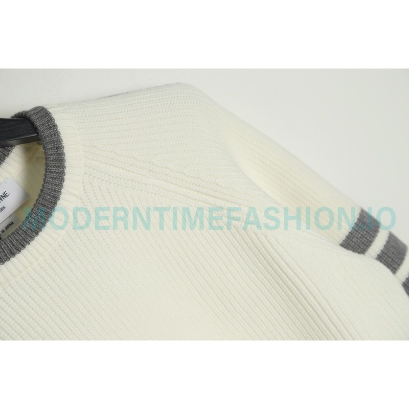  Thom Browne - 23SS Four-stripe Color-matching Pullover Long-sleeved Crewneck Sweater