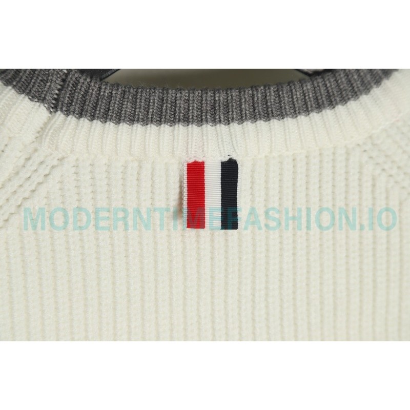  Thom Browne - 23SS Four-stripe Color-matching Pullover Long-sleeved Crewneck Sweater