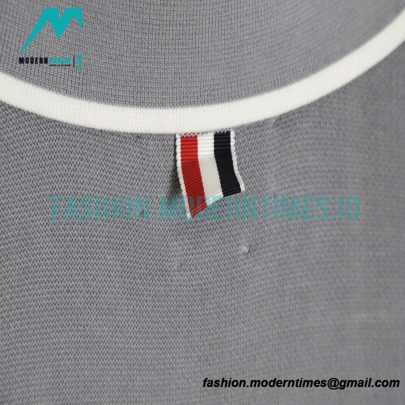 Thom Browne - 23SS Mulberry Silk Striped Polo Short-sleeved T-shirt