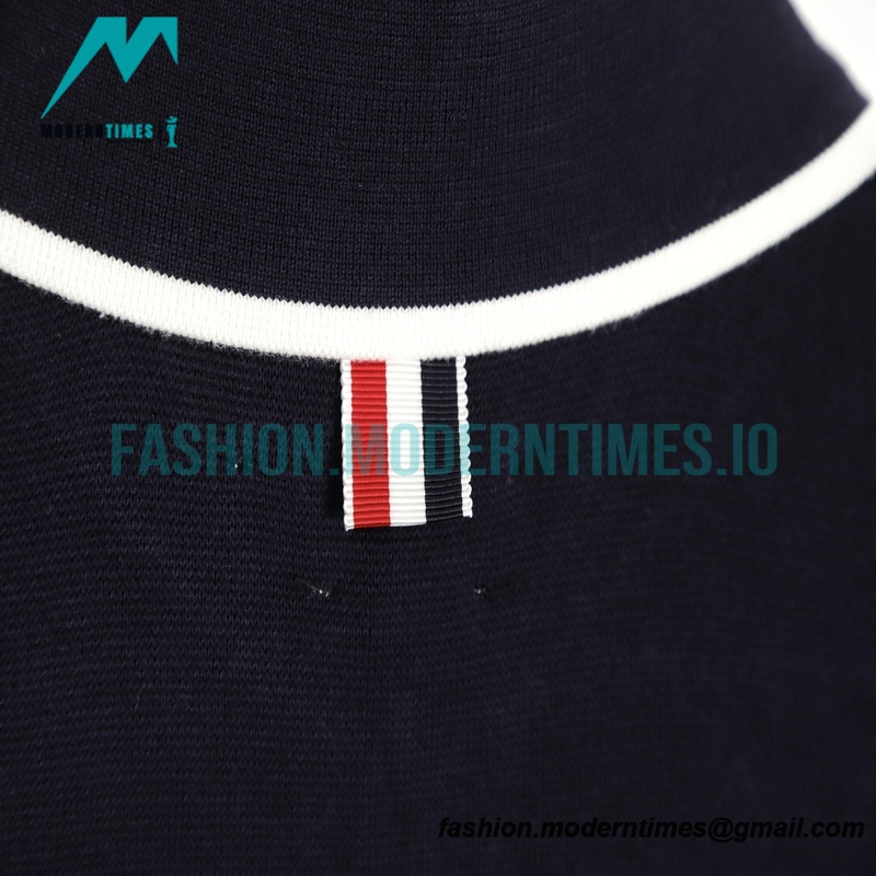 Thom Browne - 23SS Mulberry Silk Striped Polo Short-sleeved T-shirt