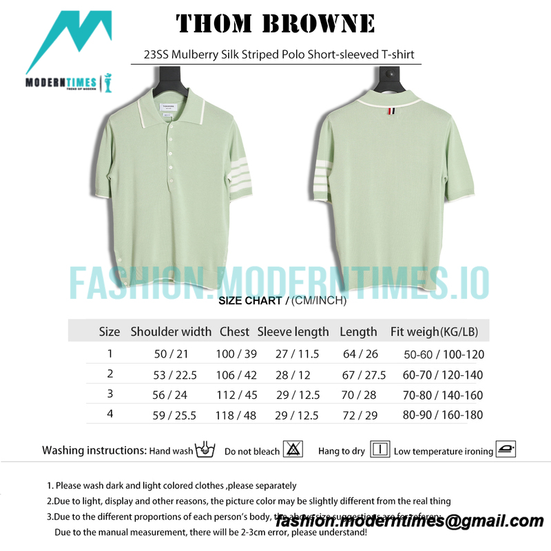 Thom Browne - 23SS Mulberry Silk Striped Polo Short-sleeved T-shirt