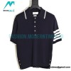 Thom Browne - 23SS Mulberry Silk Striped Polo Short-sleeved T-shirt