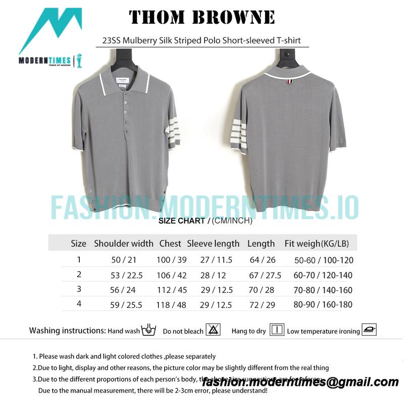Thom Browne - 23SS Mulberry Silk Striped Polo Short-sleeved T-shirt