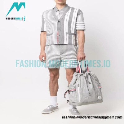 Thom Browne - 22ss Striped Short-sleeved Cardigan Sweatershirts