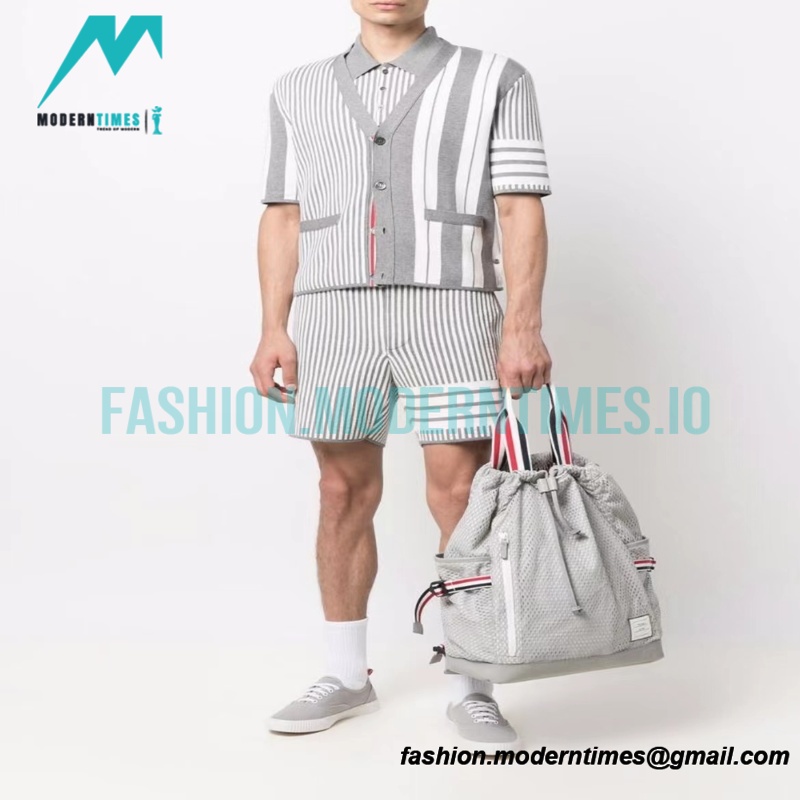 Thom Browne - 22ss Striped Short-sleeved Cardigan Sweatershirts