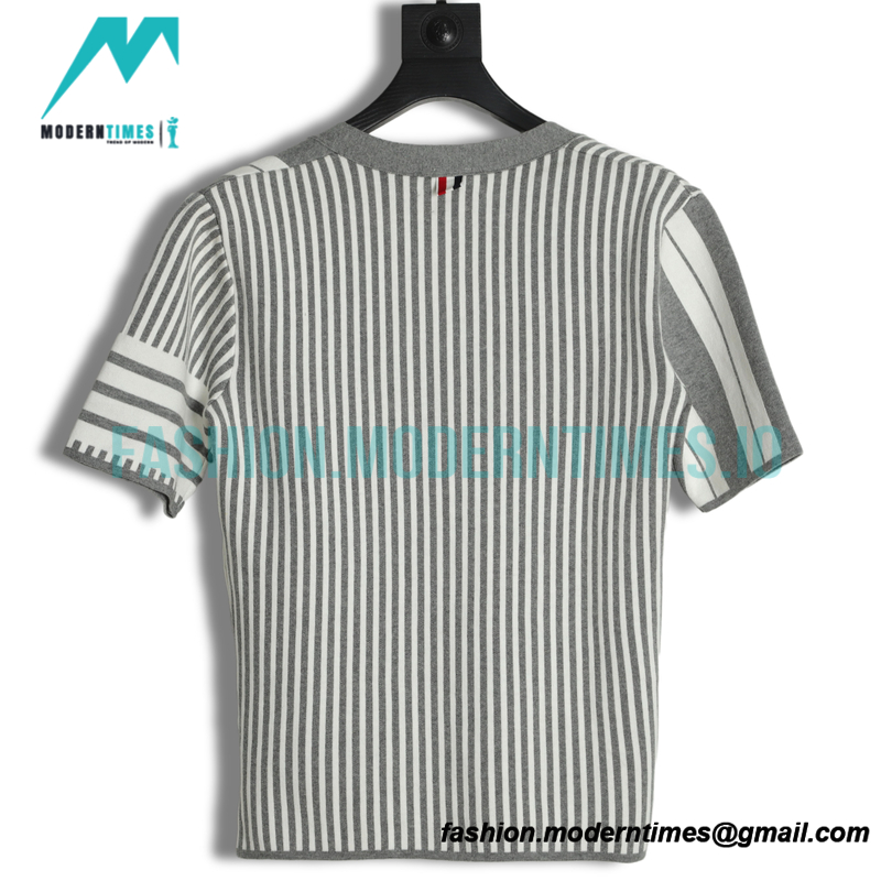 Thom Browne - 22ss Striped Short-sleeved Cardigan Sweatershirts