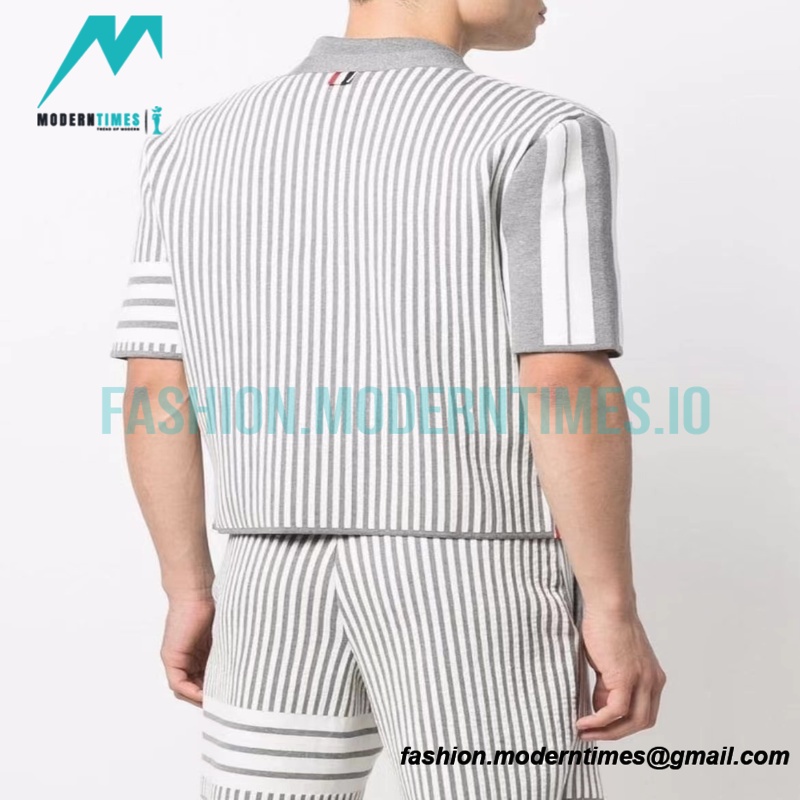 Thom Browne - 22ss Striped Short-sleeved Cardigan Sweatershirts