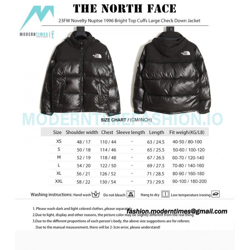 The North Face - 23FW Novelty Nuptse 1996 Bright Top Cuffs Large Check Down Jacket