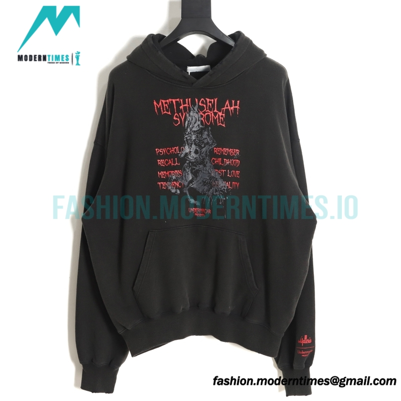 Undermycar -23FW New World Pop-store Wash Destruction Hoodie