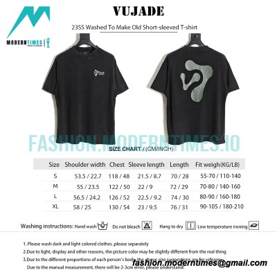 Vujade - 23SS Washed To Make Old Short-sleeved T-shirt