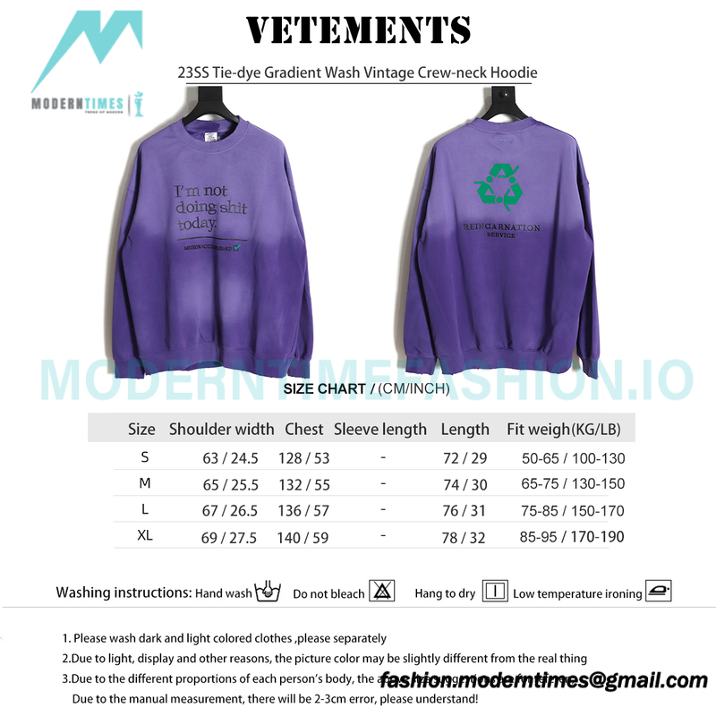 Vetements - 23SS Tie-dye Gradient Wash Vintage Crew-neck Hoodie