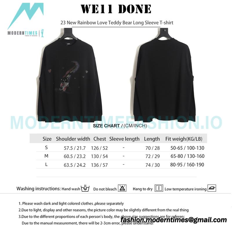 We11 Done - 23 New Rainbow Love Teddy Bear Long Sleeve T-shirt