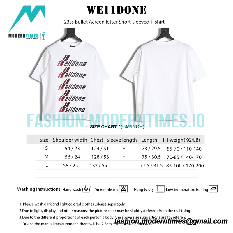 We11 Done - 23ss Bullet Acreen letter Short-sleeved T-shirt