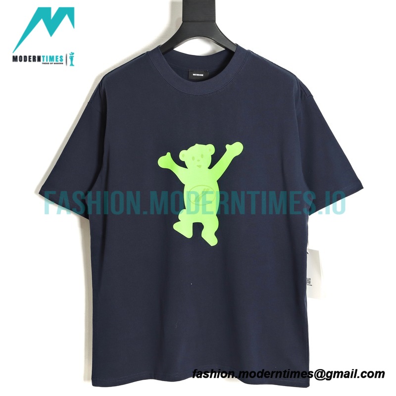 We11 Done - Dancing Bear Flocked Print Short-sleeved T-shirt