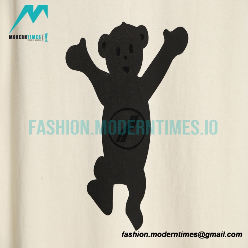 We11 Done - Dancing Bear Flocked Print Short-sleeved T-shirt